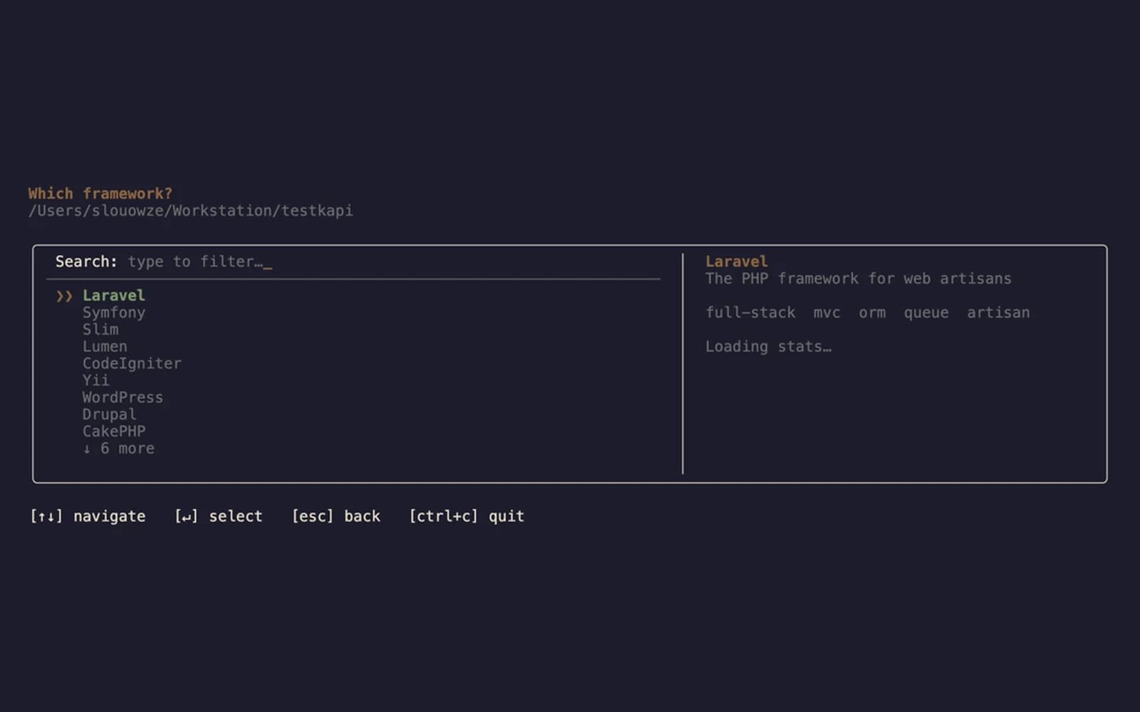 KAPI dans un terminal : création d'un projet pas à pas